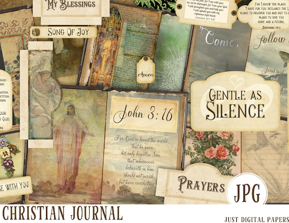 Christian Journal, Christian Printable, Scrapbook, Digital, Printable  Journal, DIY Journal, DIY Scrapbook, Craft Paper, Collage Sheet, 