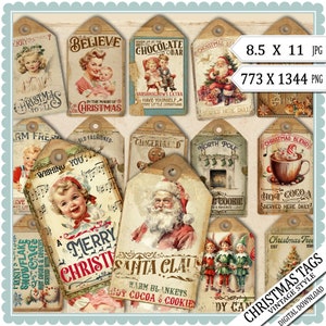 Weihnachten zum ausdrucken, Tags, Weihnachts Journal, Vintage Stil, Papiere, Tag , Printable Papiers, Gestern, Digitaler Download, journal Junk
