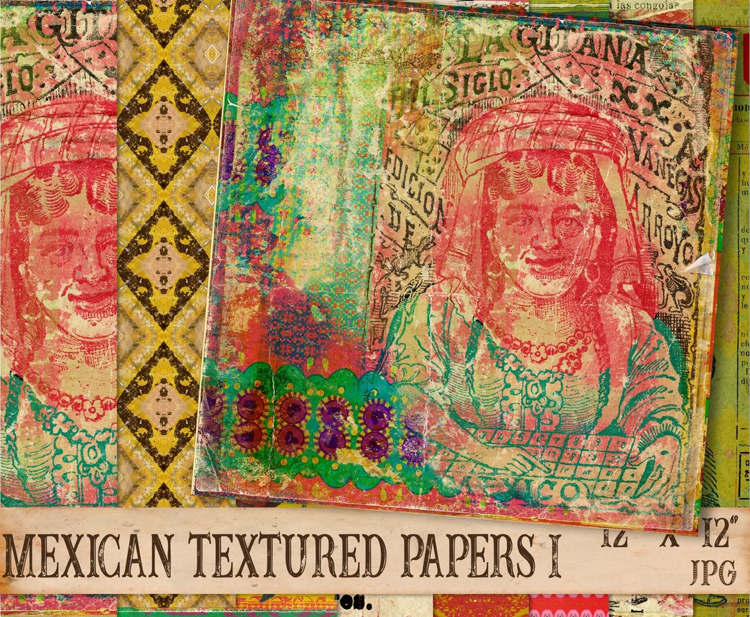 Mexican Fiesta Paper, Printable Paper, Ephemera, Journal, Scrapbooking, Craft Paper, Textured ...