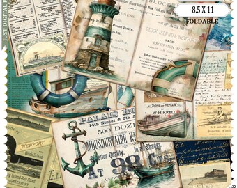 Nautical Ephemera: Ocean Scrapbook Paper Set printable (JPG, PDF)