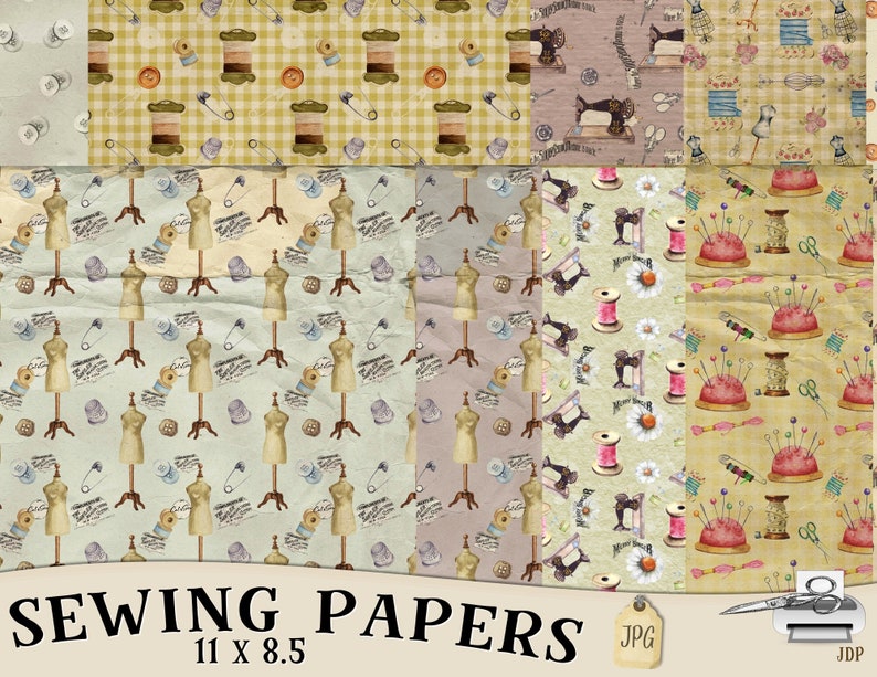 Sewing Papers, Craft Papers, Sew Papers, Machine Paper, Digital Paper