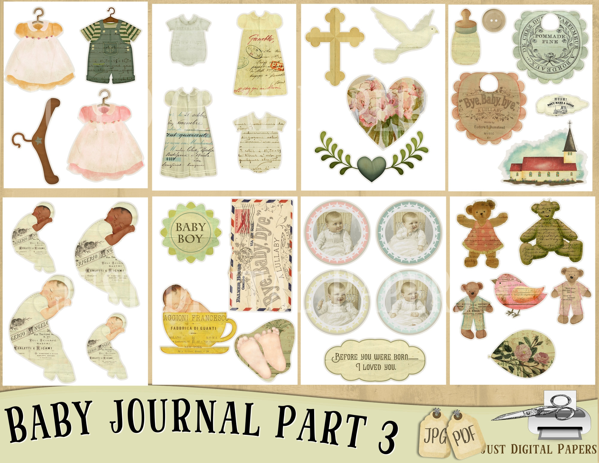 Baby Journal Junk Journal Baby Images Ephemera Instant Etsy Australia