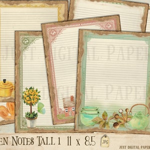 Recipe Journal, Recipe Papers, Kitchen Journal, Kitchen, Papers, Cooking, Printable. Recipe, Digital Download, tall, Set 1