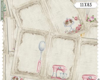 Recipe Journal Papers: Printable Kitchen Notes (Digital Download)
