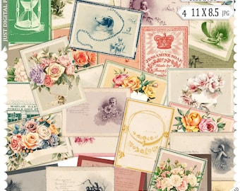 Old Fashioned Cards: Printable Ephemera for Journaling (Digital Download, JPG, PNG)