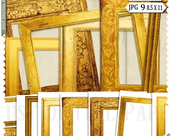 Yellow Frames,  Digital Frames, Summer Frames, Scrapbook Frames, Bright, Wooden Frames, Instant Download, Rustic Frames, Printable