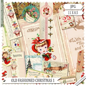 Weihnachts Journal, Alte Weihnachten,Sammelalbum, Digital, Printable Journal, Journal, Retro, Weihnachtspapier, Collage Sheet, Printable,