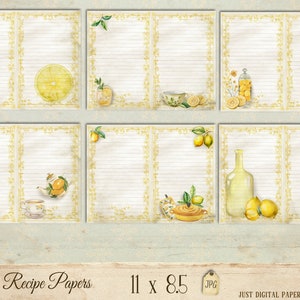 Lemon Recipe Journal: Printable Kitchen Papers (digital Download) - Etsy