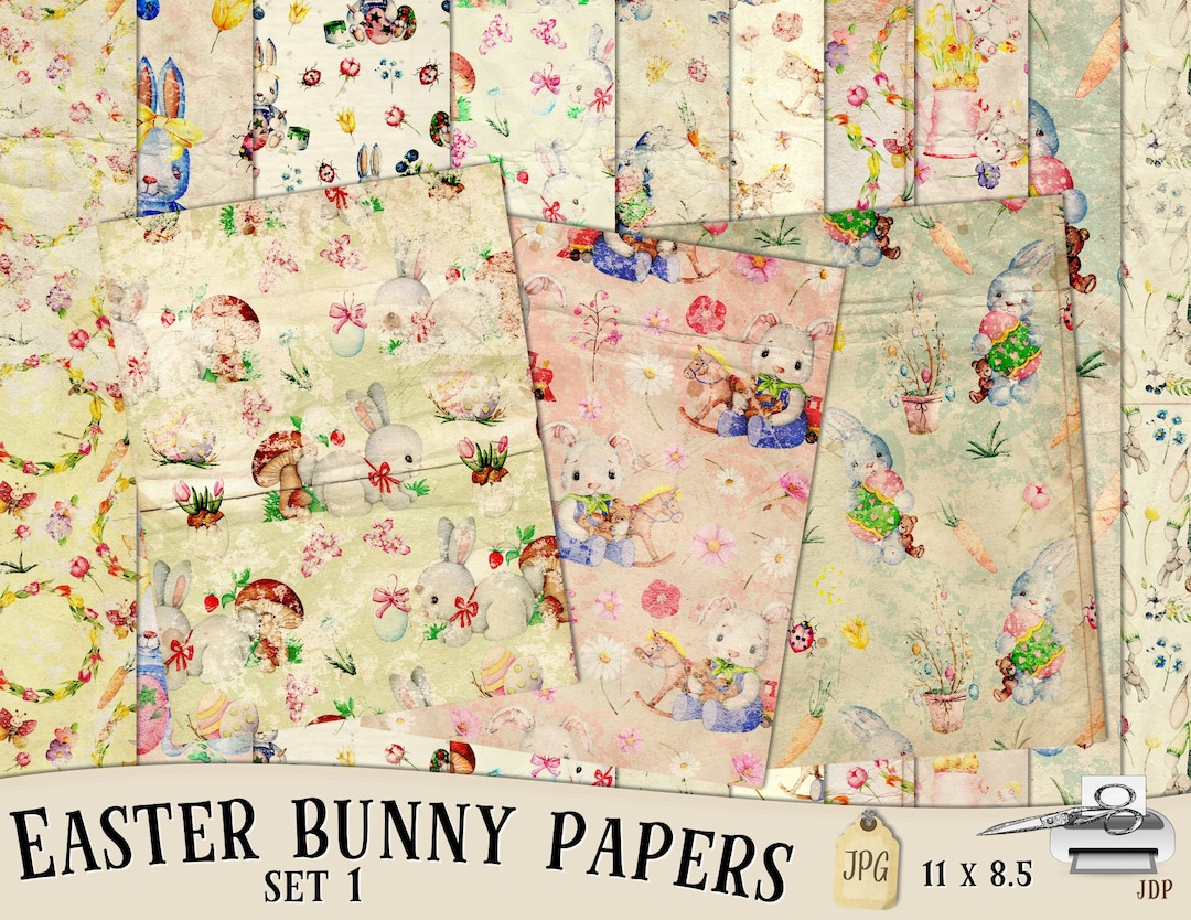 Easter Bunny Digital Paper: Scrapbook Craft Papers (11 X 8.5) (digital ...