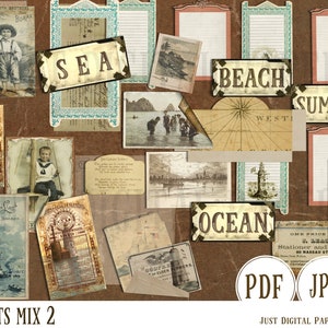 Sea Ephemera, journal junk, ocean journal, sea side scrapbook, printable, instant download, mix 2, ships, beach, signs, image 4