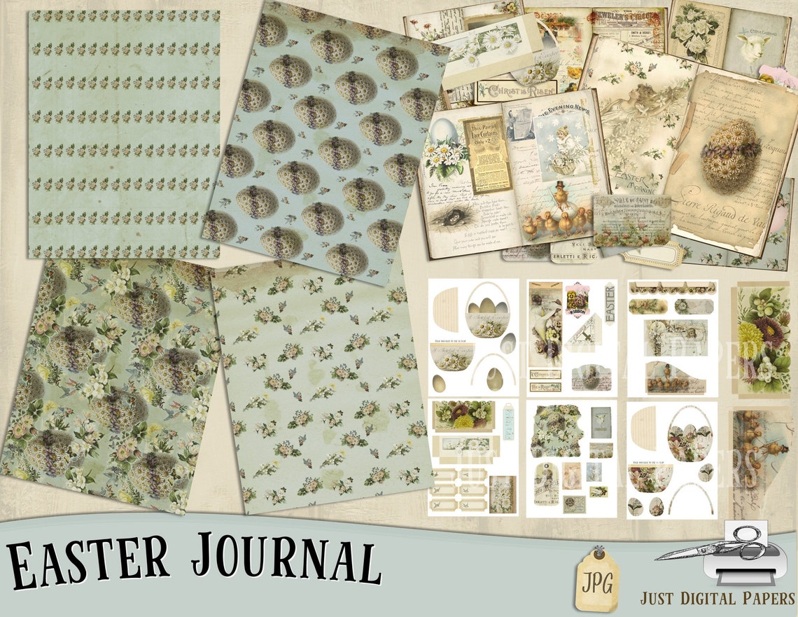 Easter Journal Kit Printable Journal Papers Ephemera | Etsy Australia