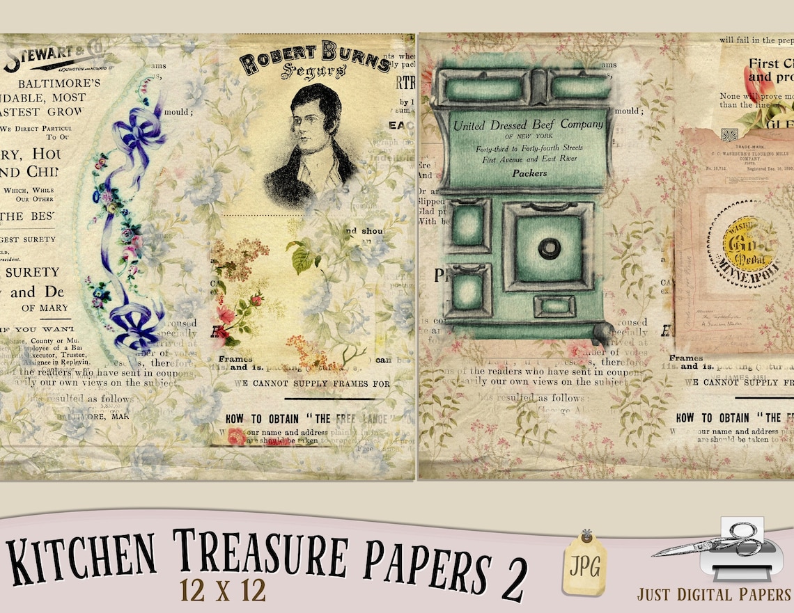 Kitchen Papers Journal Vintage Scrapbook Papers Vintage Etsy