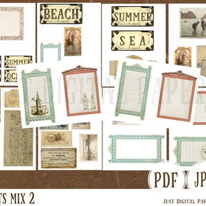 Sea Ephemera, journal junk, ocean journal, sea side scrapbook, printable, instant download, mix 2, ships, beach, signs, image 3