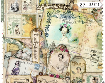 Vintage French Journal: Paris Ephemera, Printable Pages (Digital Download)