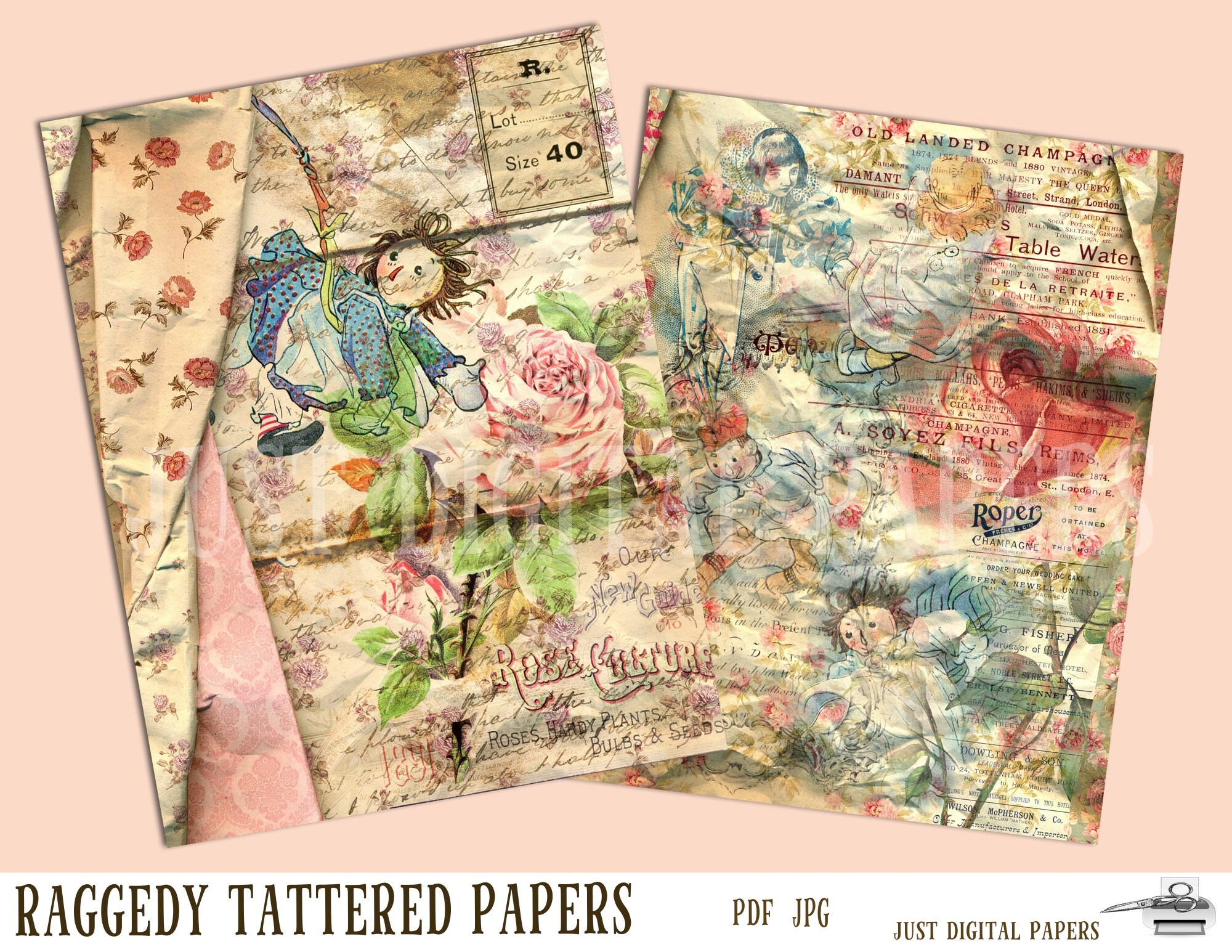 Raggedy Ann Journal Papers: Vintage Printable Dolly Paper (digital ...