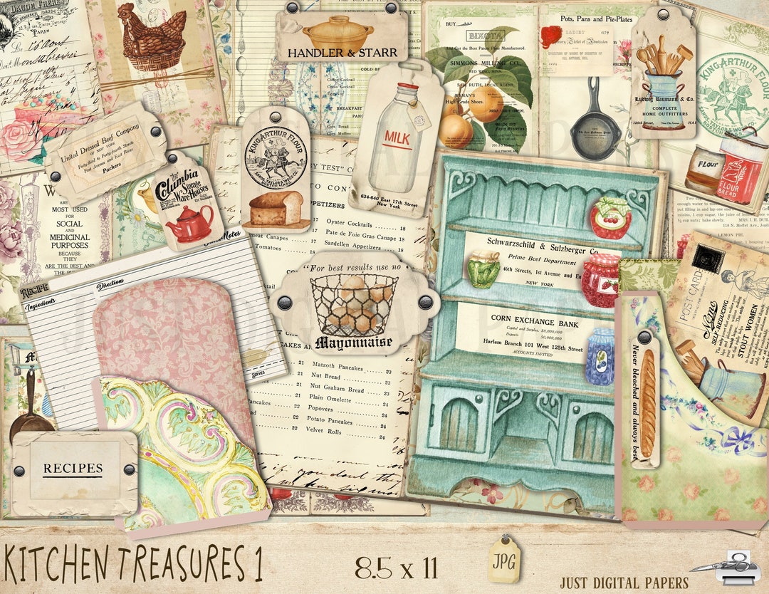 Kitchen Journal, Printable, Instant Download, Cooking Journal, Vintage ...