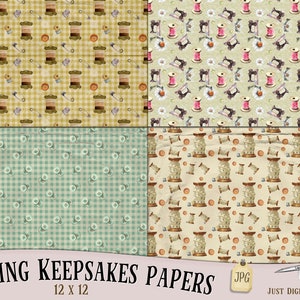 Sewing Papers, Craft papers, Sew papers, machine Paper, Digital Paper, Scrapbook Paper, Sewing room, needlework Papers, Journal image 3