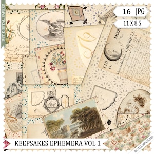 Ephemera Papers, ricordi, Ephemera, Download immediato, Volume 1, carte vintage, Journal Scrapbook, 8,5 x 11, Heirloom, CU, Scritto a mano
