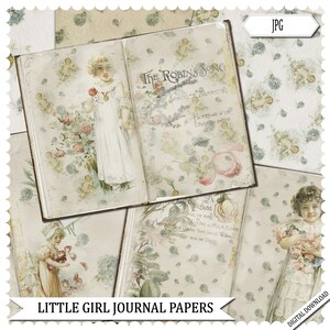 Girl Journal papers, Whimsy Papers,  Ephemera, Instant Download, Scrapbook paper,  Journal Scrapbook, 8.5 x 11, Soft journal papers