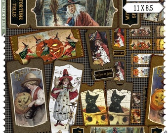Halloween tickets,Halloween Printable Tickets,  Vintage Tags, Retro Tickets, Party Decorations Digital Download, pdf. jpg