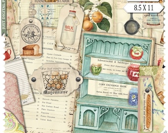 Kitchen Journal, Printable, Instant Download, Cooking Journal, Vintage, Recipe Journal, whimsy, Kitchen Treasures 1