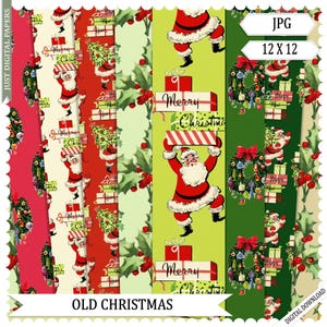 Old Christmas papers, retro Christmas papers, Christmas paper, Instant Download, Holiday paper, Scrapbook paper, decoupage