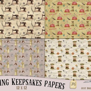 Sewing Papers, Craft papers, Sew papers, machine Paper, Digital Paper, Scrapbook Paper, Sewing room, needlework Papers, Journal image 2