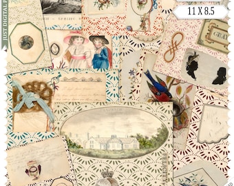 Keepsakes Ephemera Vol 2 – Vintage Printable Collage Sheets, Antique Illustrations & Victorian Scrapbook Paper, Digital Download JPGs