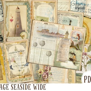 Sea Journal, Nautical Scrapbook, Papers, Vintage;, Printable Papers, Beach Papers, Digital Download, Vintage Sea papers, Journal Papers, CU