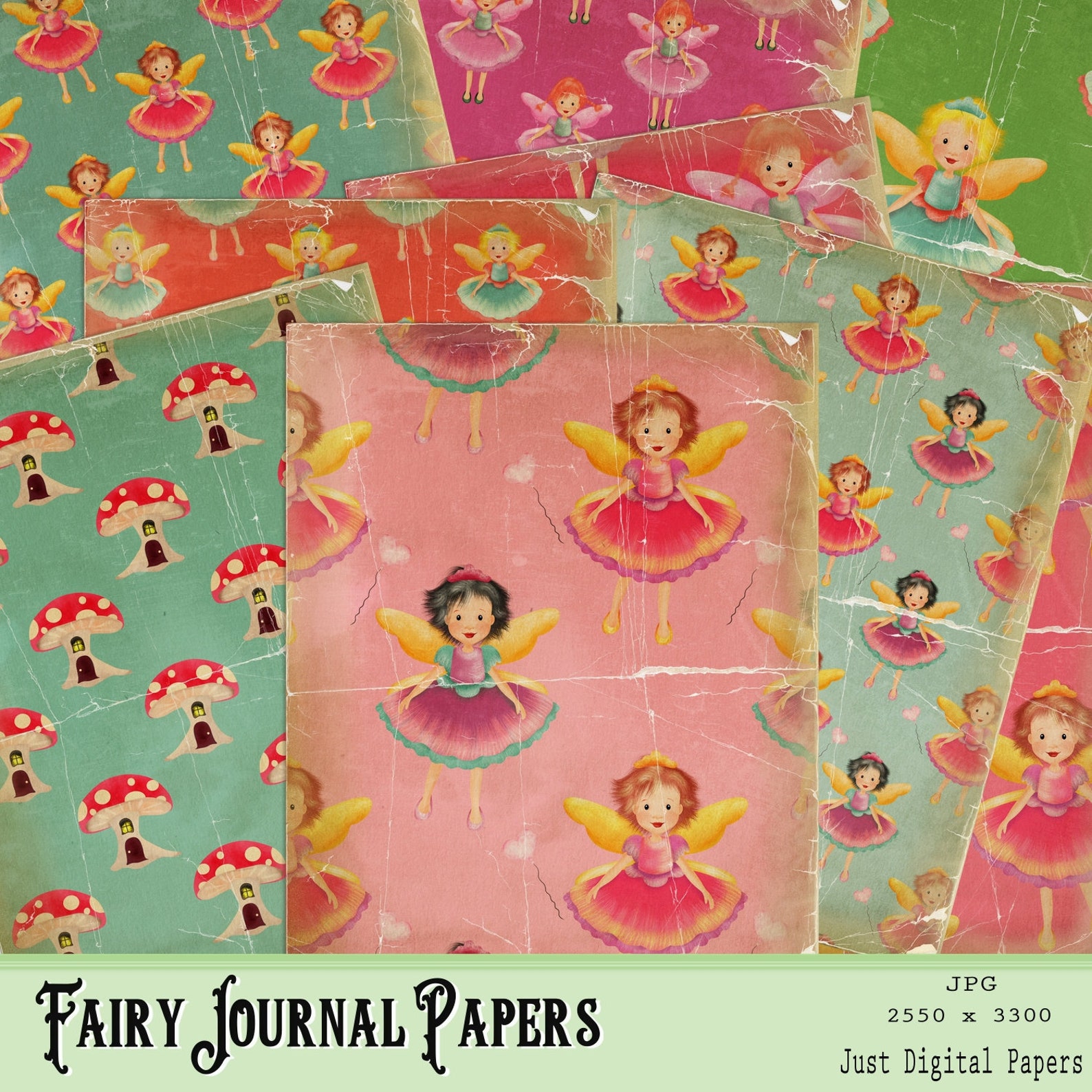 Fairy Journal Paper, Printable, Scrapbook, Digital, Printable Journal ...