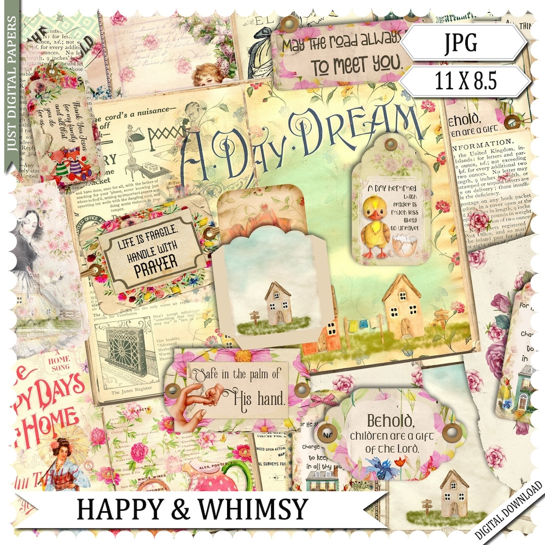 Happy Journal, Printable, Instant Download, Whimsy Journal, Vintage ...