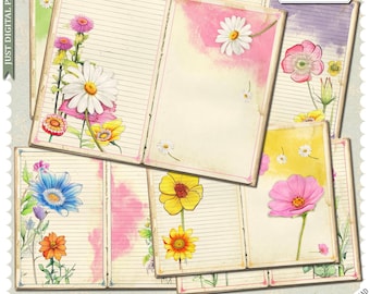 Wildflower Journal Papers: Lined Floral Designs (Digital Download)