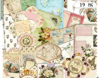 Valentines Paper kit, printable, Ephemera, Commercial Use, Digital Download, Love, Romance, Card Making, Journal Scrapbook, Decoupage