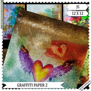 Graffitipapier 2, grungepapier, bakstenen muurpapier, handgeschilderd papier, stadspapier, tienerpapier, instant download, fotoachtergrond