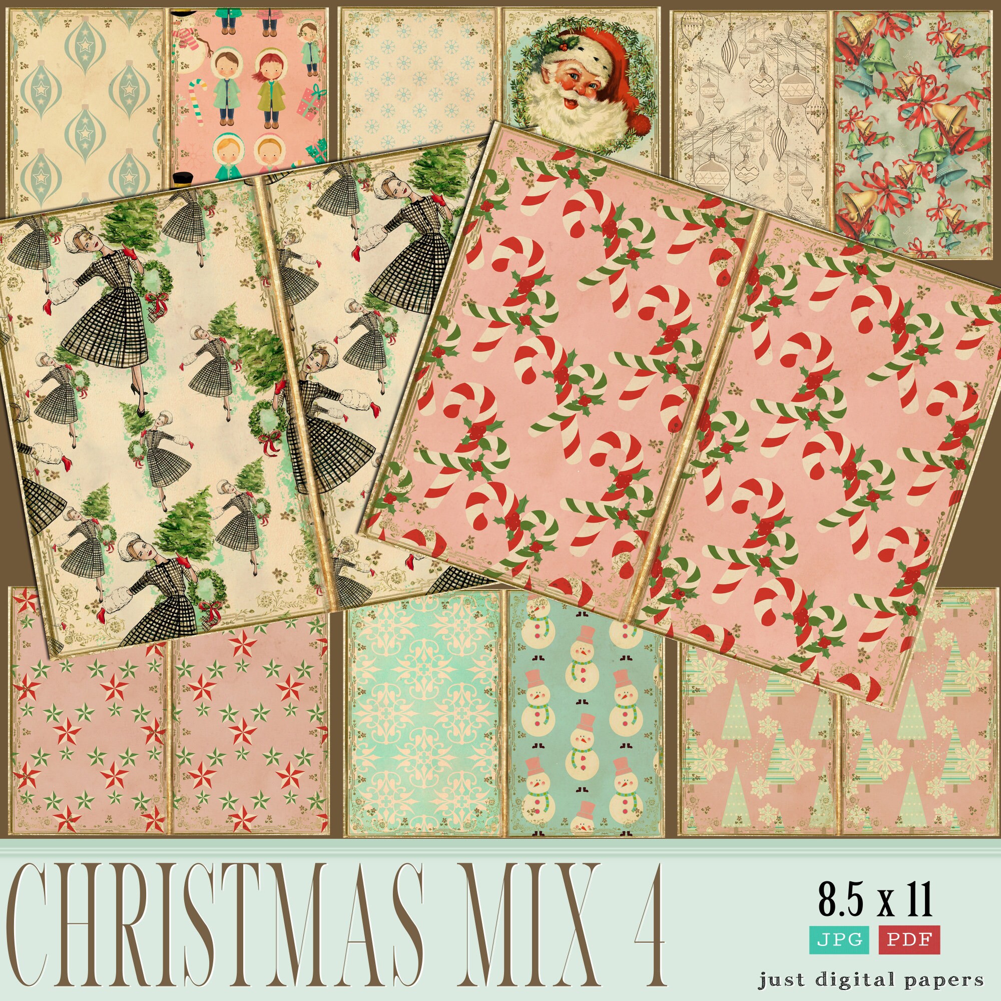 Christmas Papers Journal Papers Mixed Christmas Mix 4 Etsy