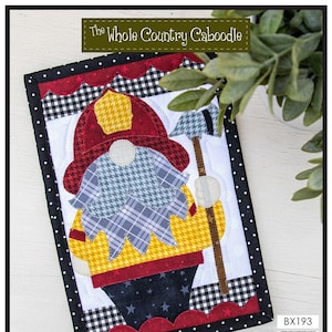 Firefighter Gnome Mug Rug Applique Kit From The Whole Country Caboodle BRAND NEW, Please See Description and Pictures For More Information!