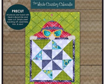 Quilter Gnome and Pinwheel Quilt Block Applique Kit From The Whole Country Caboodle NEW, Please See Description and Pictures For More Info!