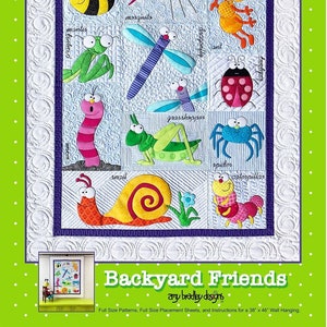 Backyard Friends Bugs Pieced Applique Quilt Pattern From Amy Bradley Designs NEW, Please See Description and Pictures For More Information!