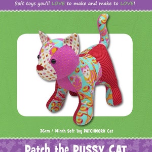 Patch The Pussy Cat Kitten Plush Toy Sewing Pattern From Funky Friends Factory NEW, See Description and Pictures For More Information!