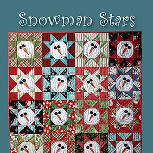 Patrón de costura y acolchado para edredón de muñeco de nieve y estrellas, de Need'L Love. ¡NUEVO! Consulte la descripción para obtener más información.