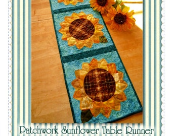 Patchwork Sunflower Table Runner Quilting and Sewing Pattern From Shabby Fabrics NEW, See Description and Pictures For More Information!