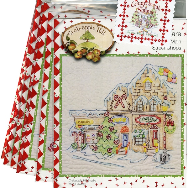 Gingerbread Square Quilt and Hand Embroidery Pattern By Crabapple Hill Studio NEW, Please See Item Description and Pictures For More Info!