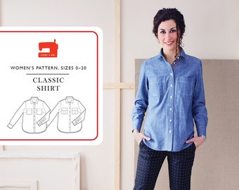 Classic Shirt Sewing Pattern, Sizes 0 To 20, From Liesl + Company Brand New, Please See Description For More Information