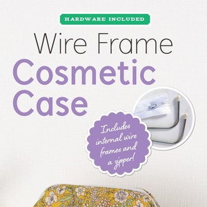 May include: A yellow floral cosmetic case with a white zipper. The case has a wire frame and includes a zipper. Hardware included.