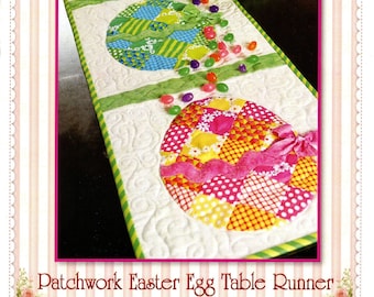 Patchwork Easter Egg Table Runner Quilting and Sewing Pattern From Shabby Fabrics NEW, See Description and Pictures For More Information!