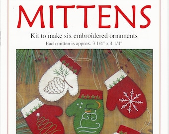 Mittens Ornament Kit Sewing Pattern, From Rachel's Of Greenfield BRAND NEW, See Description and Pictures For More Information!
