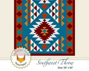 Southwest Throw Quilt Quilting Pattern, From QuiltFox Design BRAND NEW, Please See Description and Pictures For More Information!