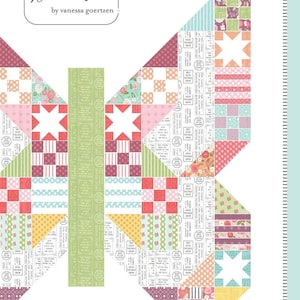 May include: A quilting pattern for a butterfly patch quilt. The pattern is called "Butterfly Patch" and is numbered #176. The pattern features a variety of colorful fabrics with floral and geometric designs.