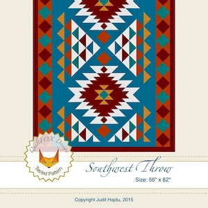 Southwest Throw Quilt Quilting Pattern, From QuiltFox Design BRAND NEW, Please See Description and Pictures For More Information!