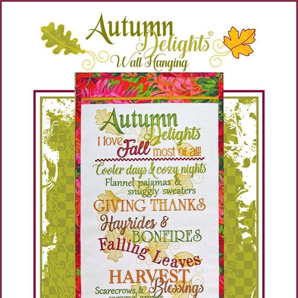 Autumn Delights Wall Hanging Machine Embroidery CD, From Janine Babich Designs NEW, See Description For Details!